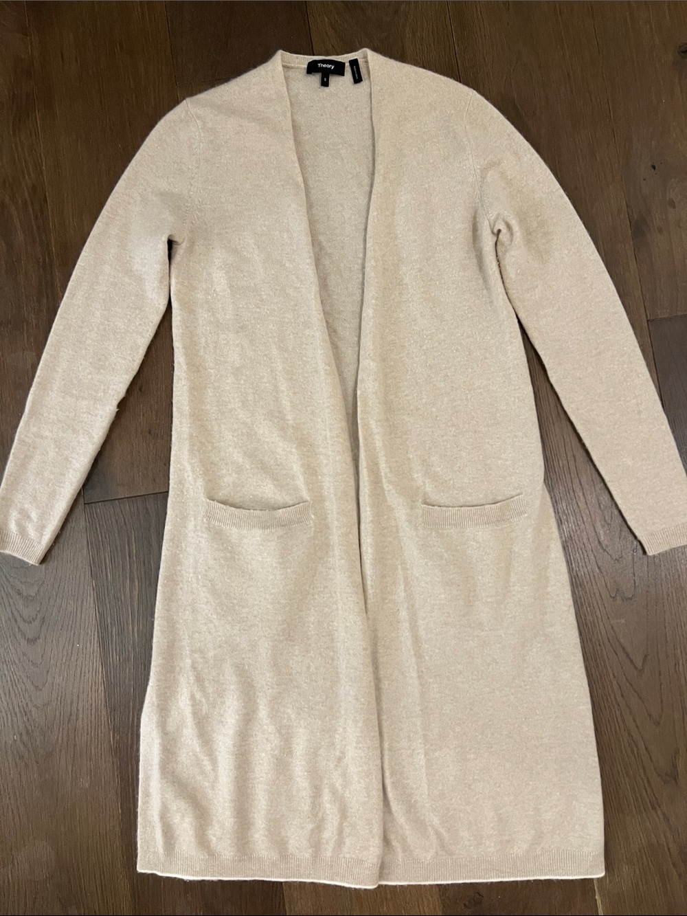 Theory Women's Open-Front Long Cardigan in Beige